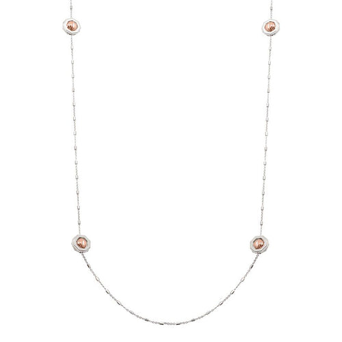 Two Tone Six Station Necklace, Sterling with 18K Rose Gold Plating