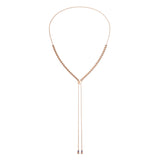 Y Style Adjustable Bead Necklace, Sterling with 18K Yellow Rose Plating