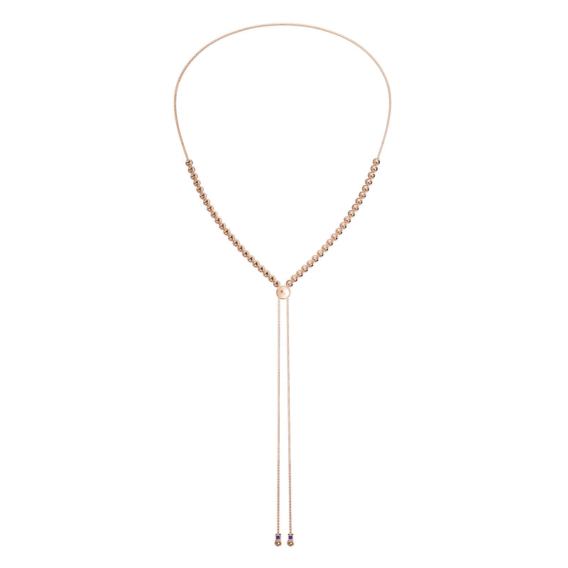 Y Style Adjustable Bead Necklace, Sterling with 18K Yellow Rose Plating