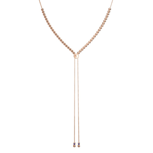 Y Style Adjustable Bead Necklace, Sterling with 18K Yellow Rose Plating