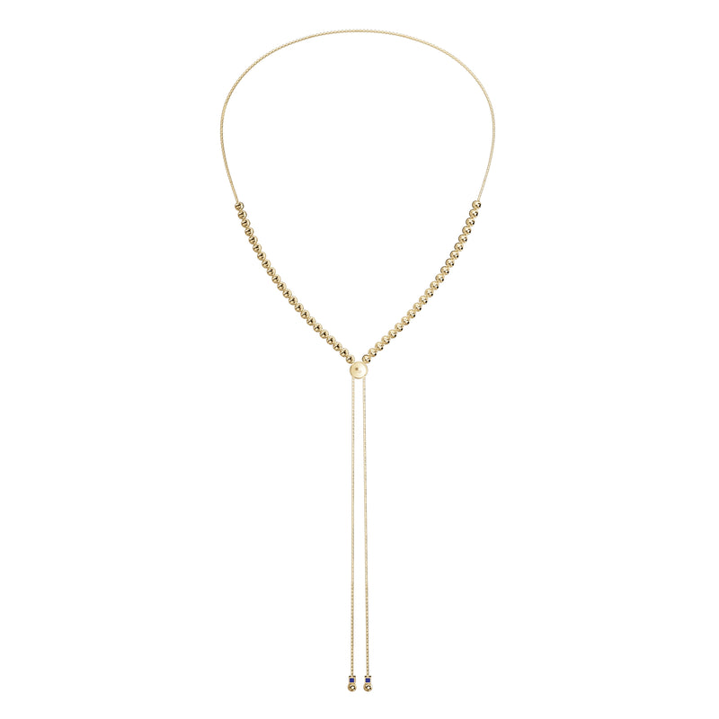 Y Style Adjustable Bead Necklace, Sterling with 18K Yellow Gold Plating