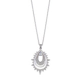 Pear Shape CZ Sunburst Pendant, Sterling Silver