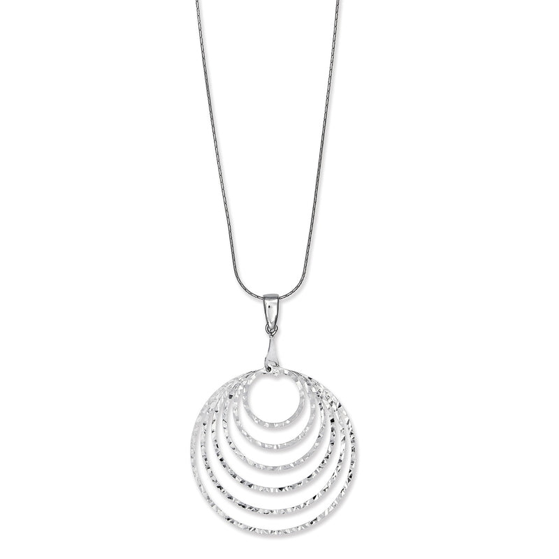 Diamond Cut Nested Circles Pendant, Sterling Silver
