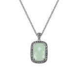 Apple Green Chalcedony and Marcasite Pendant, Sterling Silver