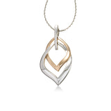 Two Tone Interlocking Link Pendant, Sterling Silver with Rose Gold Plating