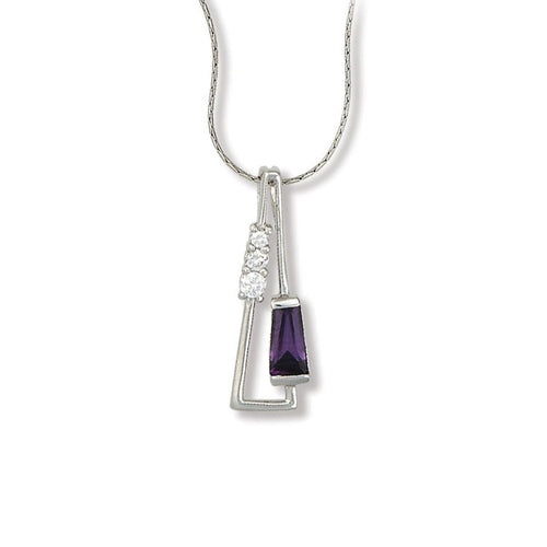 Triangle Shape CZ Pendant, Sterling Silver