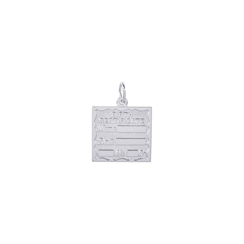 Birth Certificate Charm, Sterling Silver