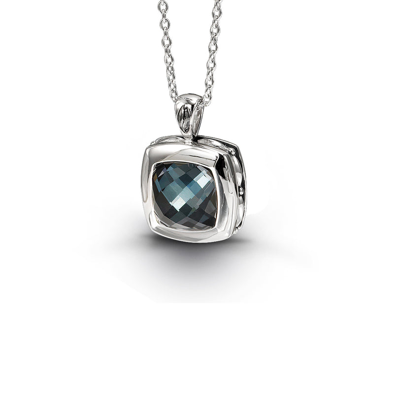 Hematite and White Quartz Pendant, Sterling Silver