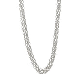 Textured Mixed Links Triple Strand Necklace, Sterling Silver