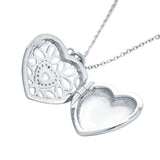 Heart Locket with White Topaz, Sterling Silver