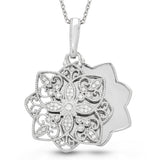 Vintage Style Keepsake Open Locket with Diamonds, Sterling Silver