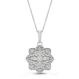 Vintage Style Keepsake Open Locket with Diamonds, Sterling Silver