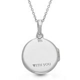 Greytone Round Locket with White Topaz, Sterling Silver
