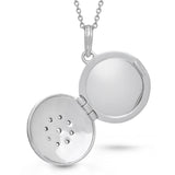 Greytone Round Locket with White Topaz, Sterling Silver