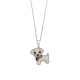 Pavé Set CZ Puppy Pendant, Sterling Silver