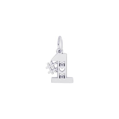#1 Mom Cut-Out Charm, Sterling Silver