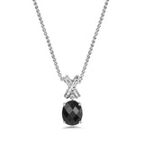 Oval Faceted Black Onyx Pendant, Sterling Silver