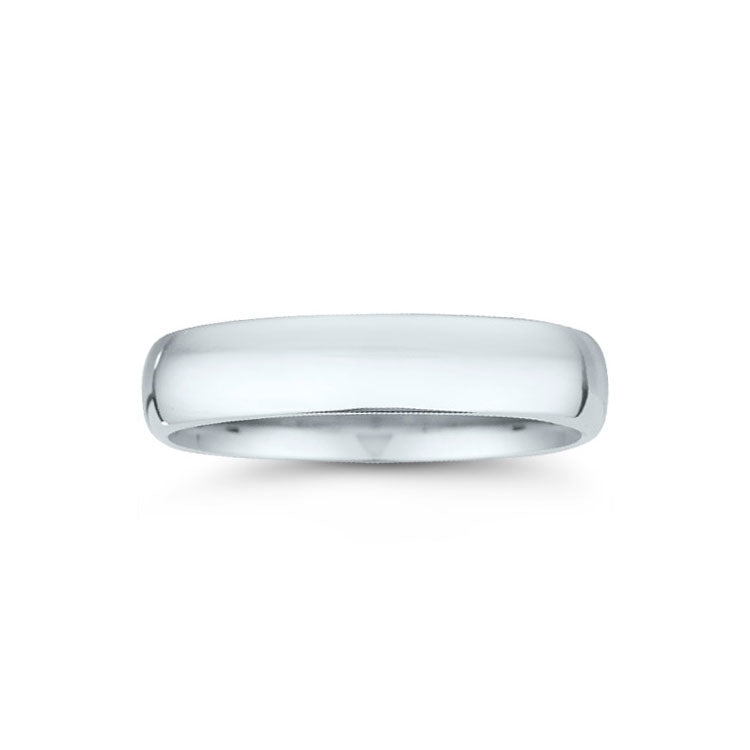 High Domed Wedding Band, 5MM, 14K White Gold
