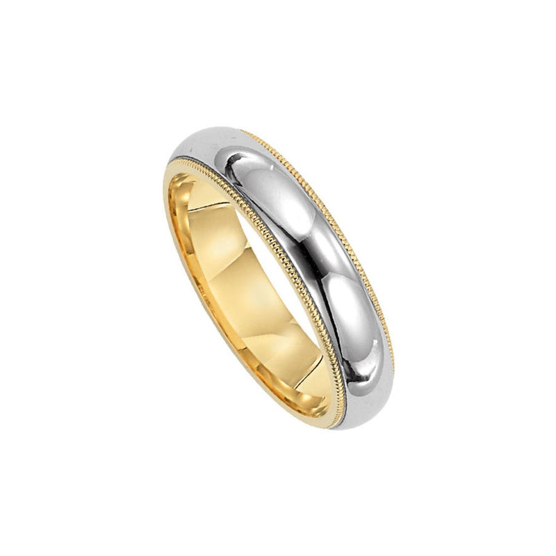 Milgrain Edge Wedding Band, 6MM, Platinum and 18K Yellow Gold