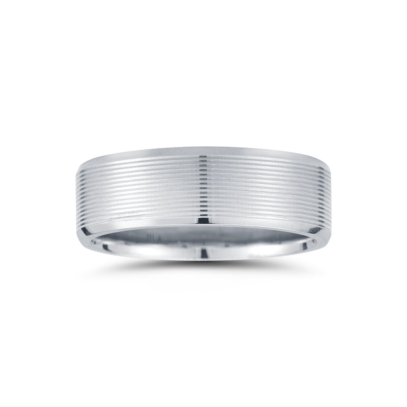 Ridged Wedding Band, 7 MM, Argentium Sterling Silver