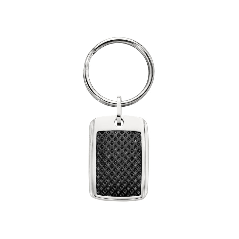 Black Textured Key Ring, Stainless Steel