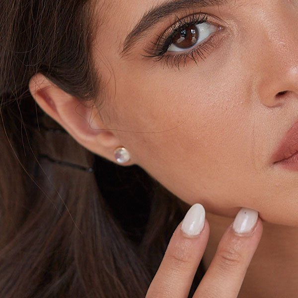 Round Pink Tourmaline Stud Earrings, 8 MM, 18K Yellow Gold