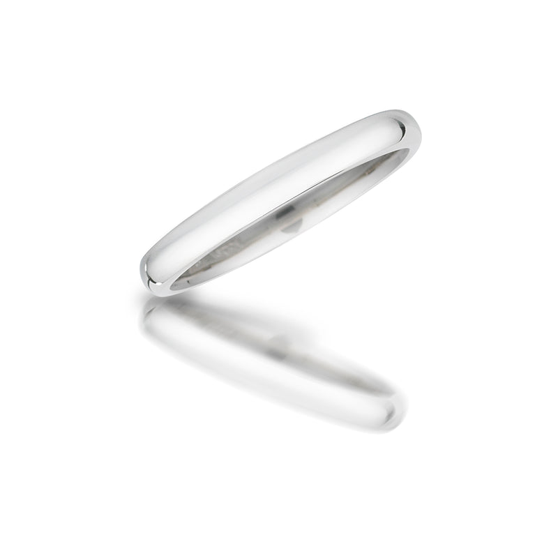 Half Domed Platinum Band, Sizes 6 through 10