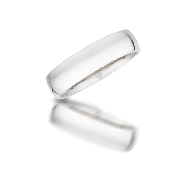 Half Domed Platinum Band, Sizes 6 through 10